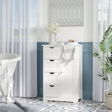 thumbnail of Armario Auxiliar de Baño Mueble para Baño con Puerta 4 Cajones y Estante Ajustable para Cocina Salón 56x30x83 cm