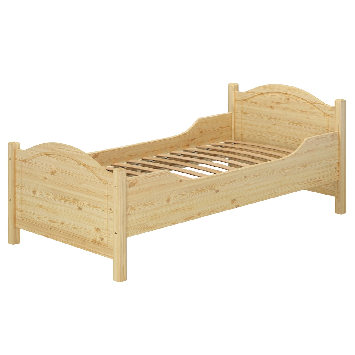 Seniorenbett extra hoch Rollrost 90x200 Massivholz Kiefer Holzbett Einzelbett Gästebett 60.40-09FL