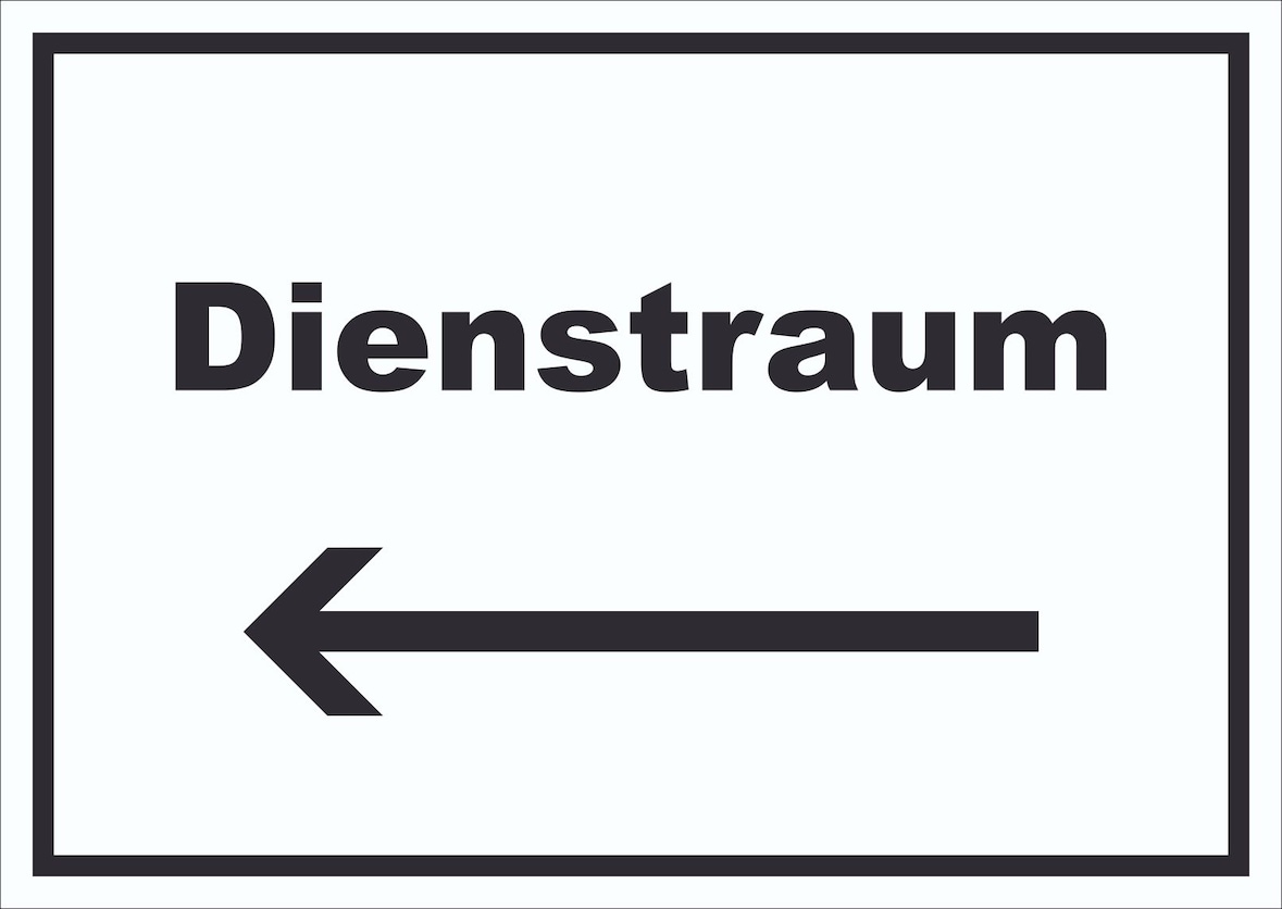 Dienstraum Schild mit Text und Richtungspfeil links Büro waagerecht A5 (148x210mm)