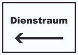 thumbnail of Dienstraum Schild mit Text und Richtungspfeil links Büro waagerecht A5 (148x210mm)