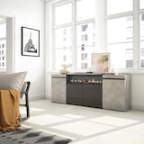 thumbnail of Sideboard, Schrank, Küche, Schrank, Flurmöbel, 200x35x75cm, 4 Türen, Elektrischer Kamin, Moderner Stil, Zementgrau _ 60_11
