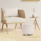 thumbnail of WellHome - Sgabello contenitore 100% poliestere Ø40x37cm bianco con gambe in legno