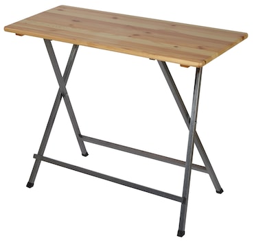 METRO PROFESSIONAL Bistro hoge tafel, inklapbaar, staal/pine hout, 140 x 60 cm, rechthoekig, bruin