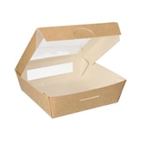 thumbnail of PAPSTAR, Cateringdoos van bruin karton met PLA venster, 'pure' | 16cm x 16cm x 5cm