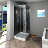 thumbnail of Dampfdusche Duschtempel Sauna Dusche Duschkabine D38-03R3 80x80 cm ohne 2K Scheiben Versiegelung