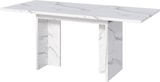 thumbnail of Merax Ausziehbarer Esstisch 140–180x80 cm, für 6–8 Personen, rechteckig, MDF-Tischplatte in Marmoroptik, Weiß