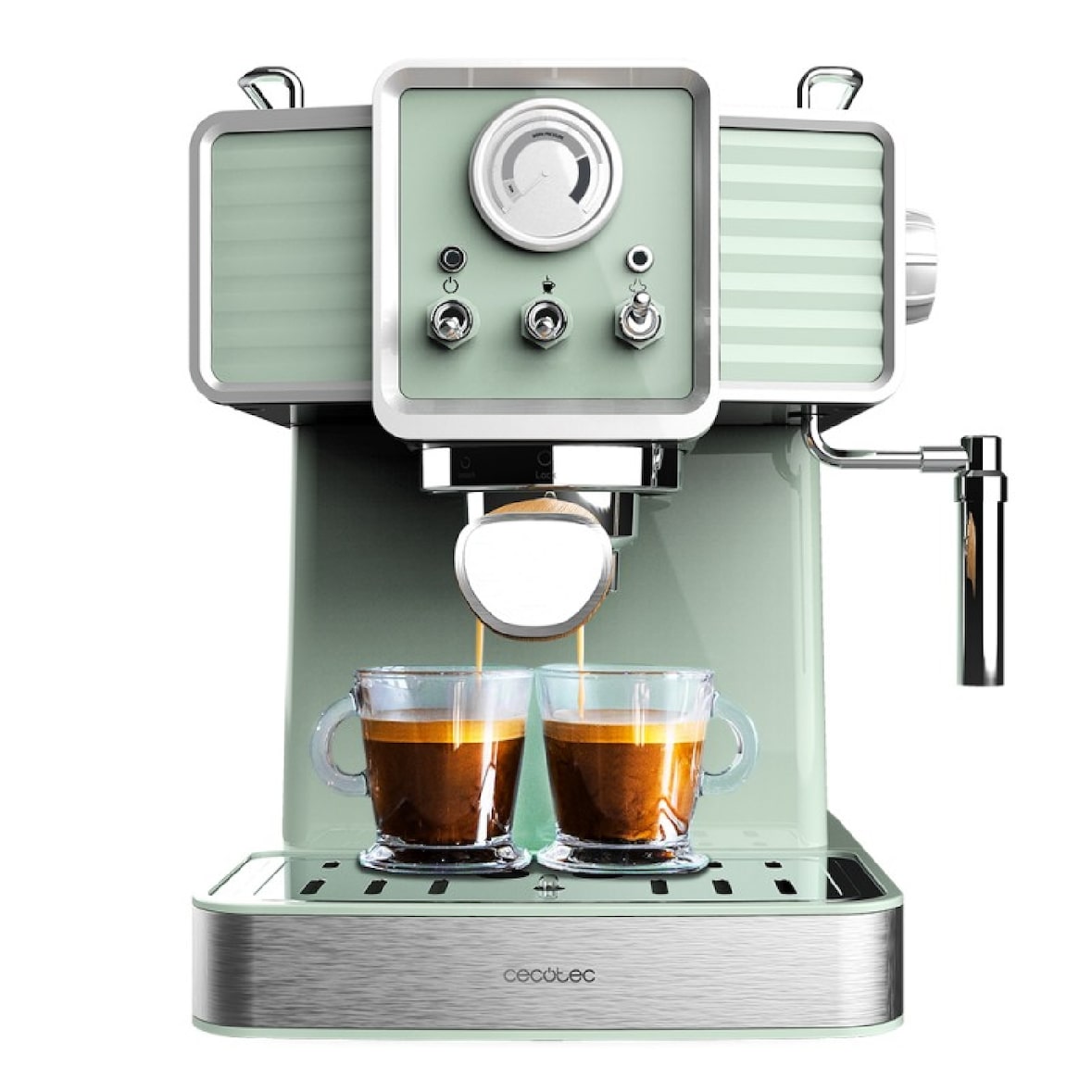 Cecotec Cafetera Express Power Espresso 20 Tradizionale Light Green. 1350 W, Espresso y Cappucicno, 20 Bares, 1,5 L