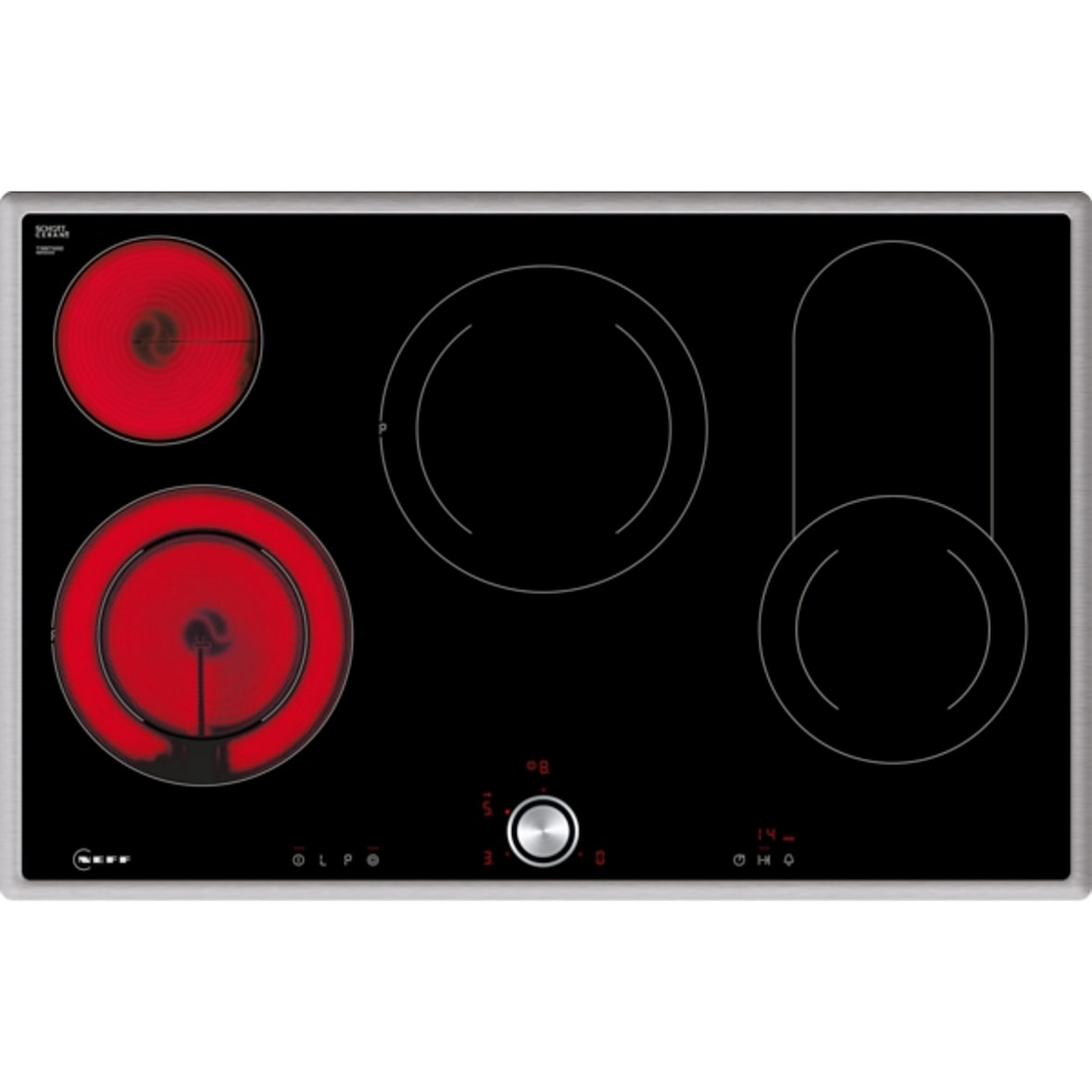 Neff N 70 T18BT16N0 Elektrokochfeld, 80 cm, Schwarz, Mit Rahmen aufliegend