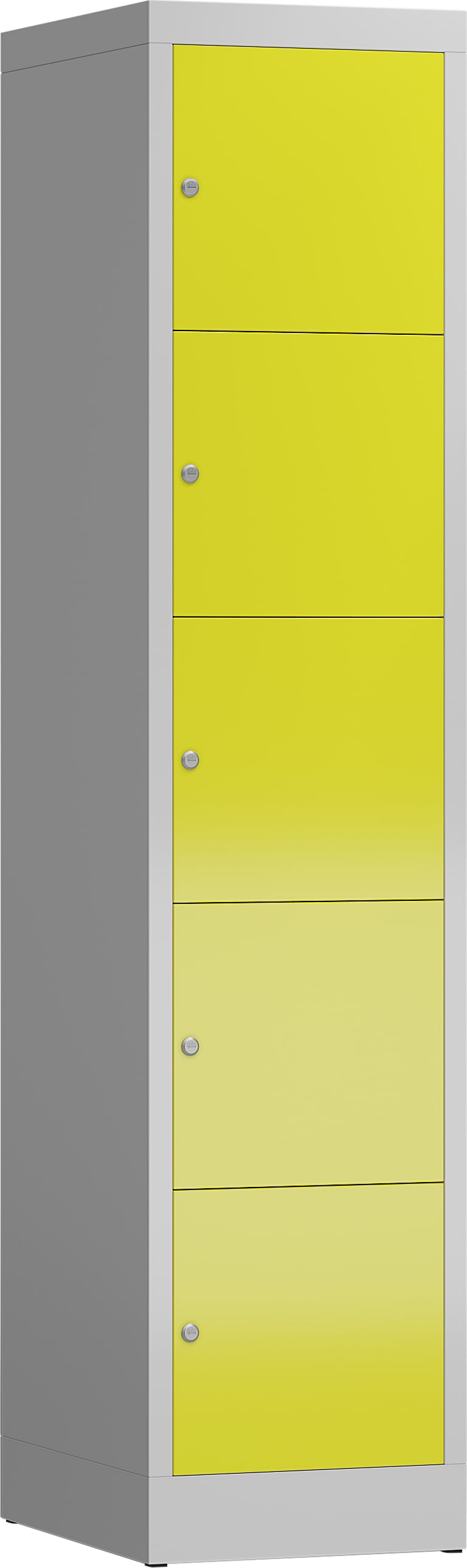 ClassiX Schließfachschrank, 1 Abteil, 5 Fächer, 1800 x 415 x 500 mm, lichtgrau/zinkgelb