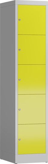thumbnail of ClassiX Schließfachschrank, 1 Abteil, 5 Fächer, 1800 x 415 x 500 mm, lichtgrau/zinkgelb