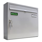 thumbnail of AL Briefkastensysteme 1 x Basic Wand Briefkasten RAL Farbe 9006 Weiss Aluminium für Post A4, wetterfest, Artikelnummer: 431P1EA1P9006