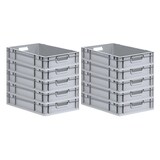 thumbnail of PROREGAL SuperSparSet 10x Eurobox NextGen Economy mit Scharnierdeckel & grünen Verschlüssen, Griffe offen, HxBxT 12x40x60cm, 23L, Eurobehälter, Box