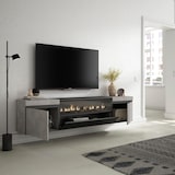 thumbnail of Wohnzimmer TV-Schrank, Viel Stauraum, 200x35x45cm, Für TV-Geräte bis zu 80“, Elektrischer Kamin, Hängend, Moderner Stil, Zementgrau _ 52_23
