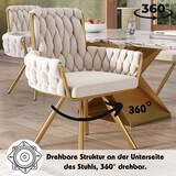thumbnail of Drehbare Esszimmerstühle 4er-Set Samt Beige mit Armlehnen, 360° drehbar
