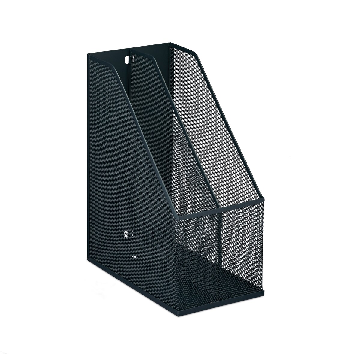 Relaxdays Stehsammler, A4, 2 Fächer, Mesh, HxBxT: 31,5 x 14,5 x 25 cm, Büro & Home-Office, Stehordner, Metall, anthrazit