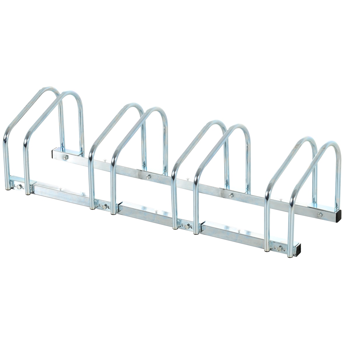 Aparcamiento para 4 bicicletas soporte de acero para aparcar bicicletas en el suelo o pared estacionamiento para interior exterior 110x33x27 cm plata