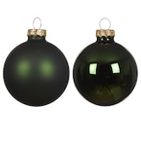 thumbnail of 24 Weihnachtskugeln 25mm Glas mini Christbaumkugeln Spiegelbeeren 3cm dunkelgrün