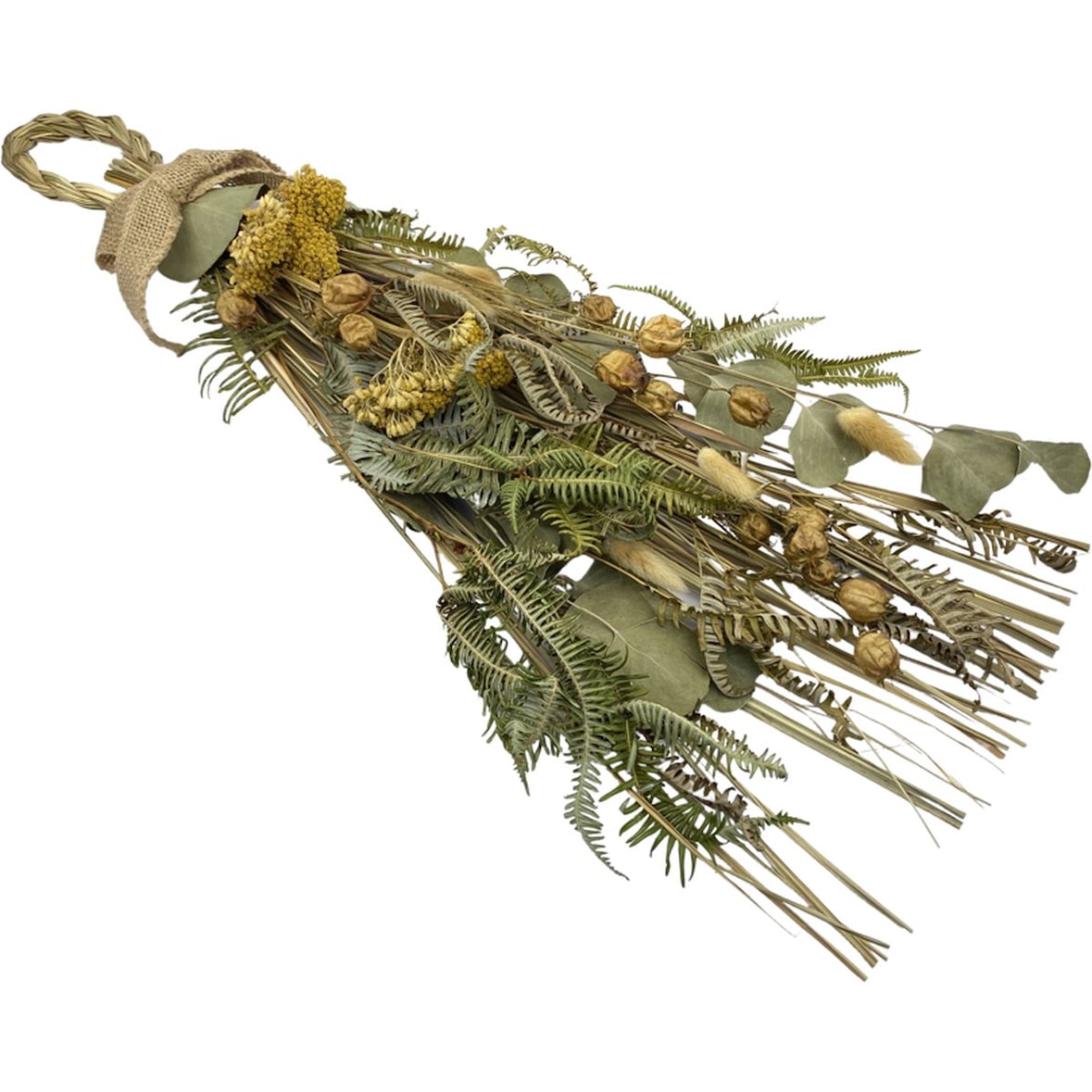 Ländlicher Weihnachtsdekorationsanhänger - Trockenblumen | 55cm | Gelb