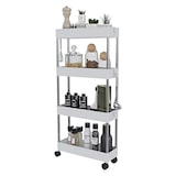 thumbnail of Carrello Portaoggetti 4 Ripiani Mobile Salvaspazio In Plastica Con Ruote Struttura In Acciaio Per Spazi Ridotti Cucina Bagno 40 x 13 x 85 Cm Bianco