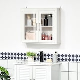 thumbnail of kleankin Armario de Baño de Pared con 2 Puertas de Vidrio y Estante Ajustable Mueble Colgante de Baño para Cocina Dormitorio Aseo 60x19,5x54 cm Blanco
