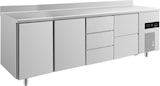 thumbnail of Gastro Kühltisch 2 Türen links&mittig 3/2 Schubladen mittig&rechts Umluftkühlung Aufkantung, 2330x700x850mm -2/+8°C  632l