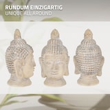 thumbnail of ECD Germany Buddha Kopf Figur 78 cm Beige Grau Polyresin Kunststein Statue Skulptur Feng Shui Gartenfigur Asien Deko