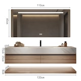 thumbnail of Wandhängendes Badezimmermöbel-Set mit Sinterstein-Waschbecken, Spiegel, Unterschrank, Ablageboard und Ablaufgarnitur 120×55 cm【YT3256-120】