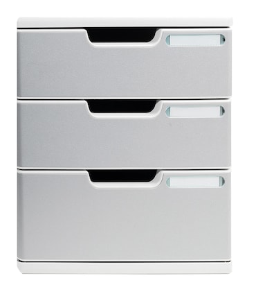 EXACOMPTA Cassettiera Modulo 325041D , sistema modulare a 3 cassetti A4, box PS monoblocco, dimensioni (PxlxAlt)  35x28,8x32cm, gamma Office, granito
