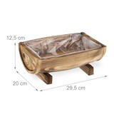 thumbnail of Relaxdays Blumenkasten Holz, 2er Set Pflanzkasten, HBT: 12,5 x 29,5 x 20 cm, außen & innen, Pflanzfass mit Folie, braun