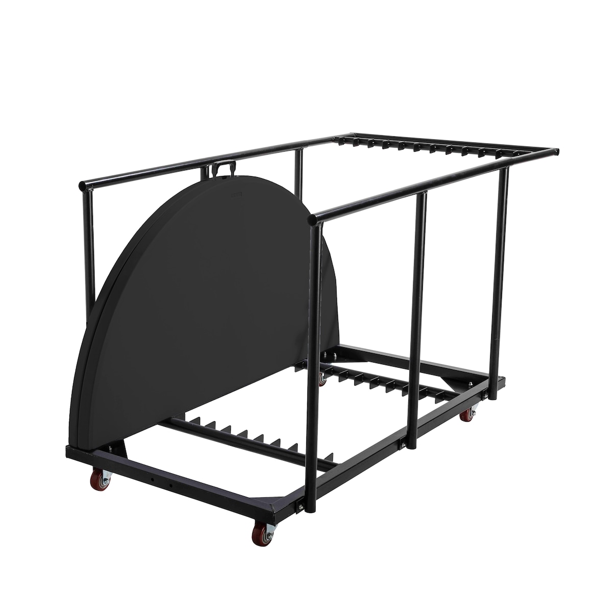 13 tables pliantes ronde 150 cm et chariot de transport noir - Oviala
