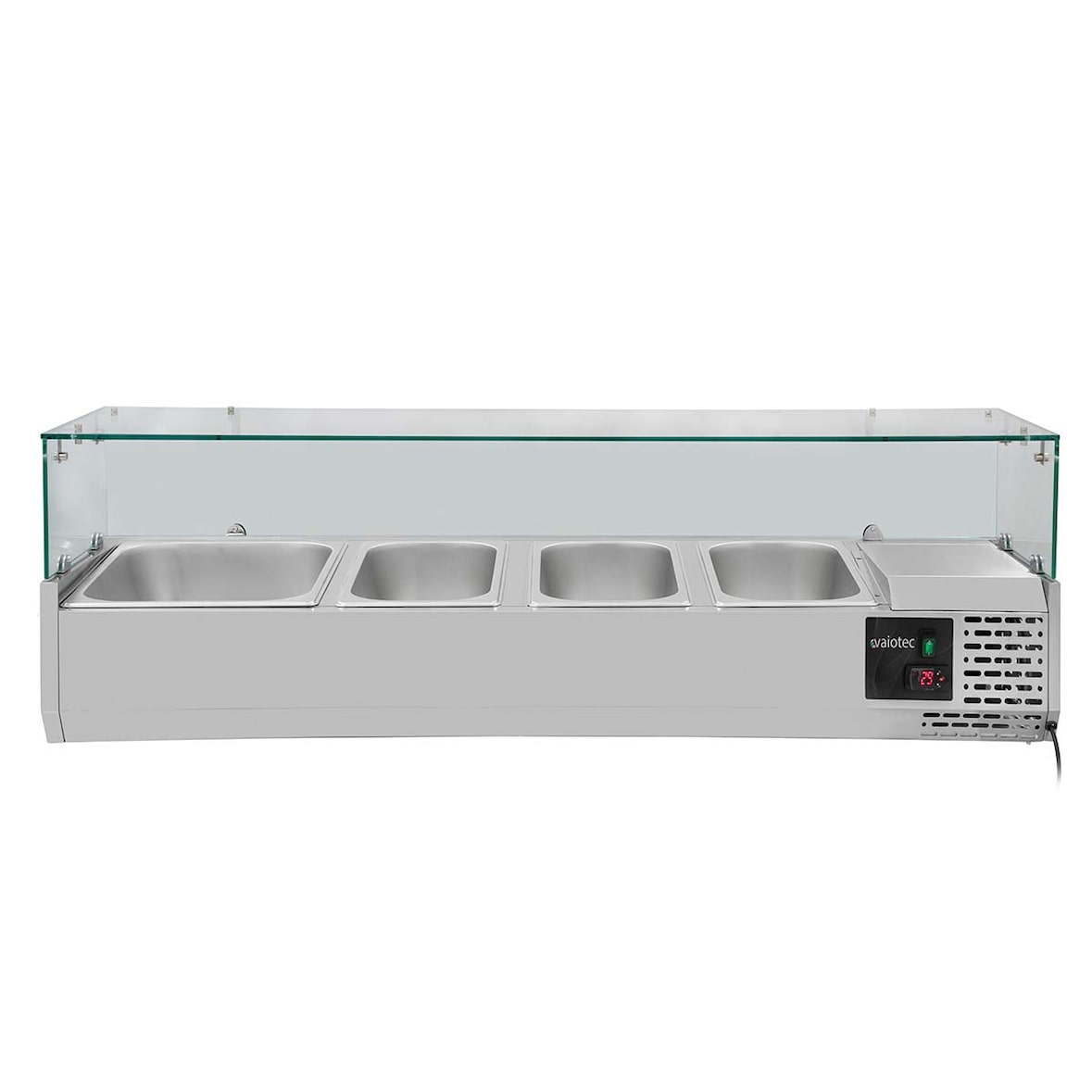 Vetrina refrigerata vetro, per 3x GN 1/3 e 1x GN 1/2, 1200x395x435 mm
