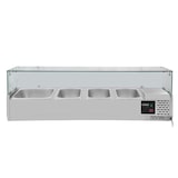 thumbnail of Vetrina refrigerata vetro, per 3x GN 1/3 e 1x GN 1/2, 1200x395x435 mm