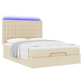 thumbnail of vidaXL Ottoman-Bett mit Matratze & LEDs Creme 140x200 cm Stoff