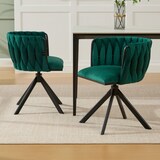 thumbnail of Drehstuhl Sessel 56x50x70 cm 2er Set 180 Grad Schwenkfunktion ergonomische Rückenform Metallgestell Velours Smaragdgrün