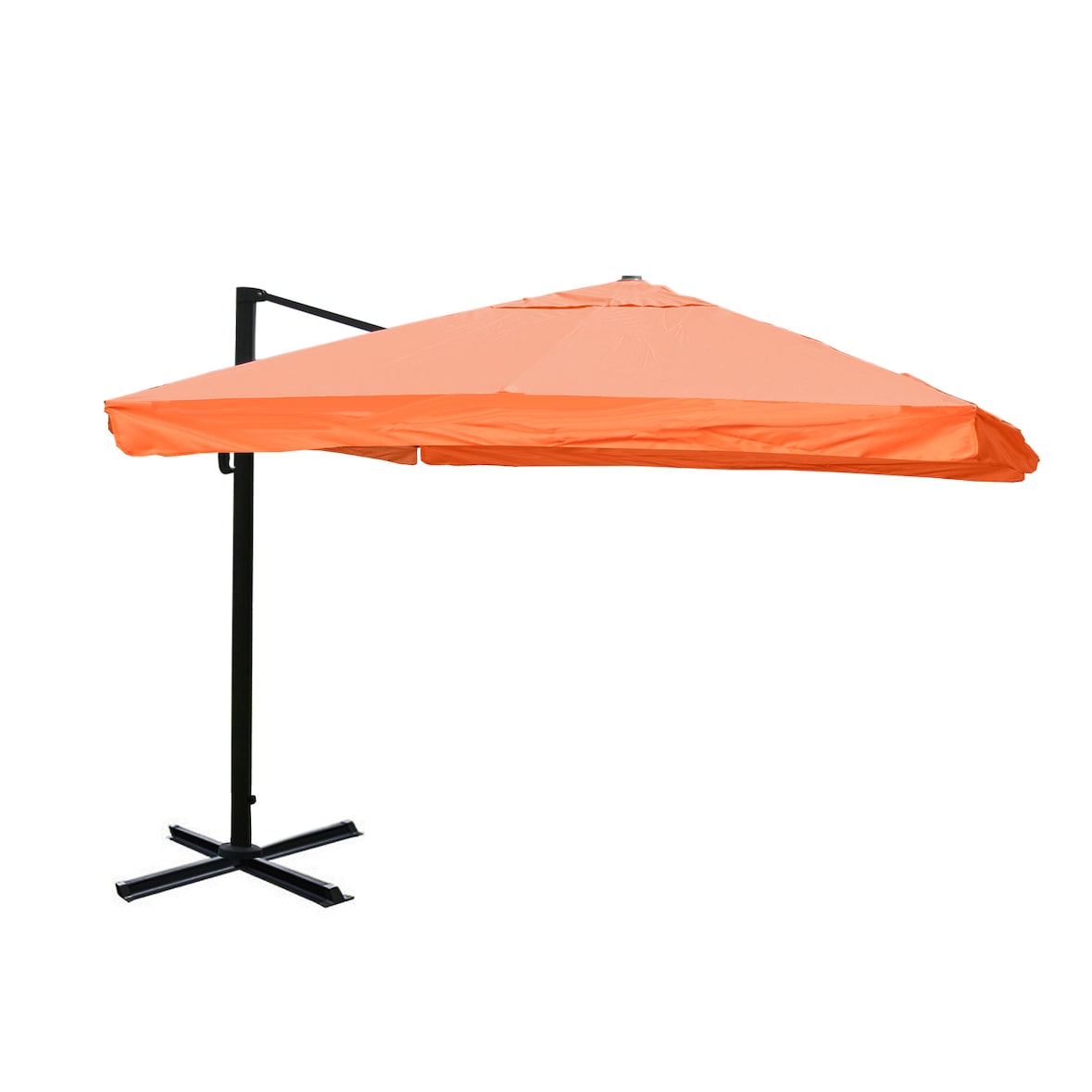 Ampelschirm HWC-A96, Sonnenschirm Gastronomie 3x3m (Ø4,24m) Polyester/Alu 23kg ~ Flap, terracotta ohne Ständer, drehbar