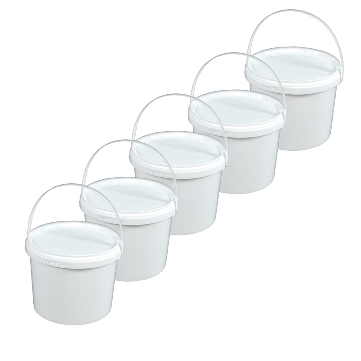 Eimer Deckel lebensmittelecht 3,3 L Liter leer weiß Henkel Kunststoff Set 10 Stück