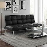 thumbnail of Sofa HWC-K21, Klappsofa Couch Schlafsofa, Nosagfederung Schlaffunktion Liegefläche 181x107cm ~ Kunstleder, schwarz