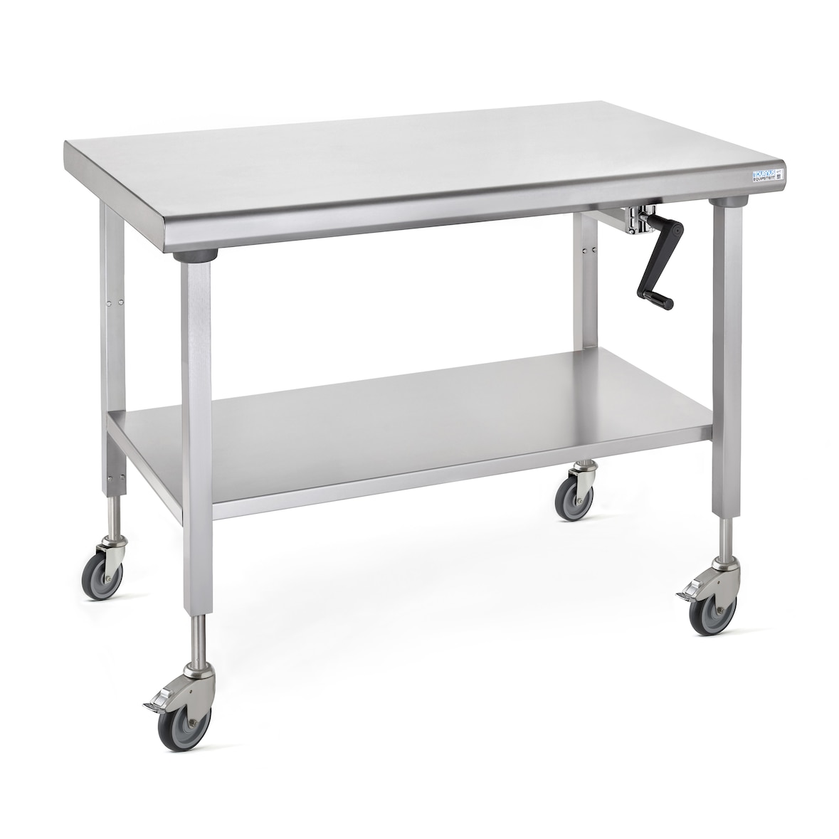 TABLE INOX CENTRALE MOBILE "ERGONOMIX" avec étagère inférieure amovible hauteur réglable de 800 à 1100 mm dimensions 1000 x 700 mm