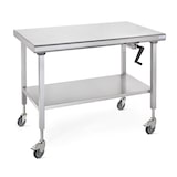 thumbnail of TABLE INOX CENTRALE MOBILE "ERGONOMIX" avec étagère inférieure amovible hauteur réglable de 800 à 1100 mm dimensions 1000 x 700 mm