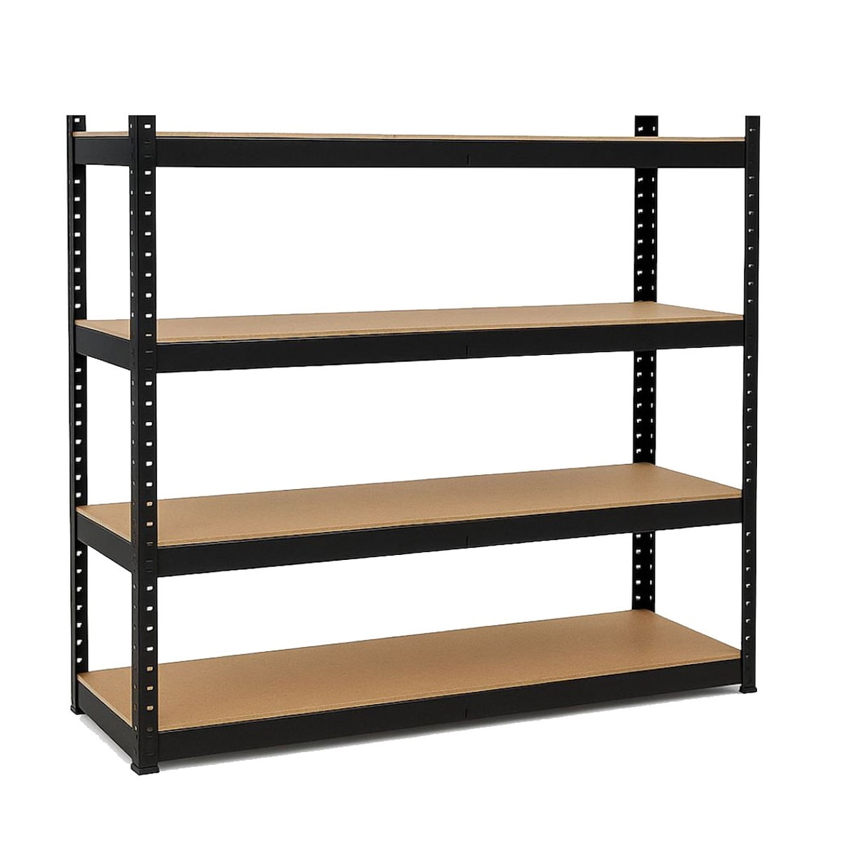 Estantería Pesada 1600kg Negra 160 x 60 x H180cm - Estantería Metálica 4 Bandejas de Madera INTEC