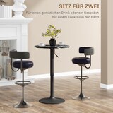 thumbnail of Bartisch höhenverstellbar Schwarz 60x60x94 cm runder Bistrotisch in Marmoroptik mit Gaslift, melaminbeschichtete Tischplatte und Stahlsockel