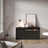 thumbnail of Dressoir, Opbergkast, Buffetkast, Sideboard, 150x35x75cm, 3 Deuren, Elektrische haard, Moderne stijl, Zwart _ 67_7