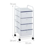 thumbnail of Relaxdays Badrollwagen, 4 Schubladen, Metall & Kunststoff, Rollcontainer Bad, Kosmetik, HBT: 74 x 33 x 39 cm, weiß