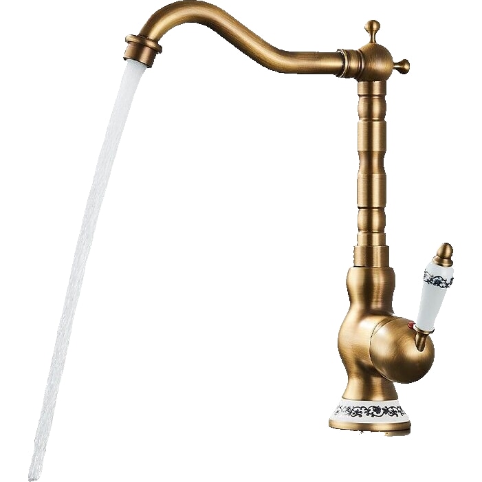 JULIAN | Premium Vintage Küchenarmatur Messing Gold | Edelstahl Retro Wasserhahn Mischbatterie Küche Gastro | 360° drehbar 2 Anschlüsse