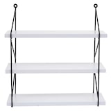 thumbnail of Wandplank HWC-K78, Hangende plank Zwevende plank, 3 planken Metalen massief hout Industrieel 40x40x13cm ~ wit