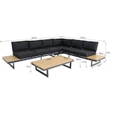 thumbnail of METRO PROFESSIONAL Outdoor Ecklounge 3-tlg., Stahl, 1 Ecksofa, 1 3-Sitzer Sofa, 1 Couchtisch, holzoptik, anthrazit