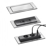 thumbnail of Schulte EVOline BackFlip 10.148 USB-C Charger + Einbausteckdose 2 fach Glas glänzend schwarz