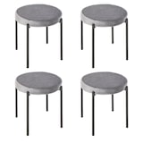 thumbnail of Esszimmerhocker Set 4 stapelbar 42x42x46 cm mit gepolstertem Sitz in Samtoptik Dunkelgrau, Stahlgestell pulverbeschichtet für Küche und Essbereich