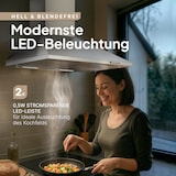 thumbnail of A+++ Dunstabzugshaube 60cm Umluft & Abluft mit 410 m³/h Luftleistung, Abzugshaube mit 2 Aktivkohlefiltern, 2 Fettfiltern, 3 Leistungsstufen