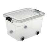 thumbnail of 5 Stück Aufbewahrungsbox transparent 40 Liter mit Deckel und Klickverschluss 530 x 400 x 320 mm inkl. Rollen